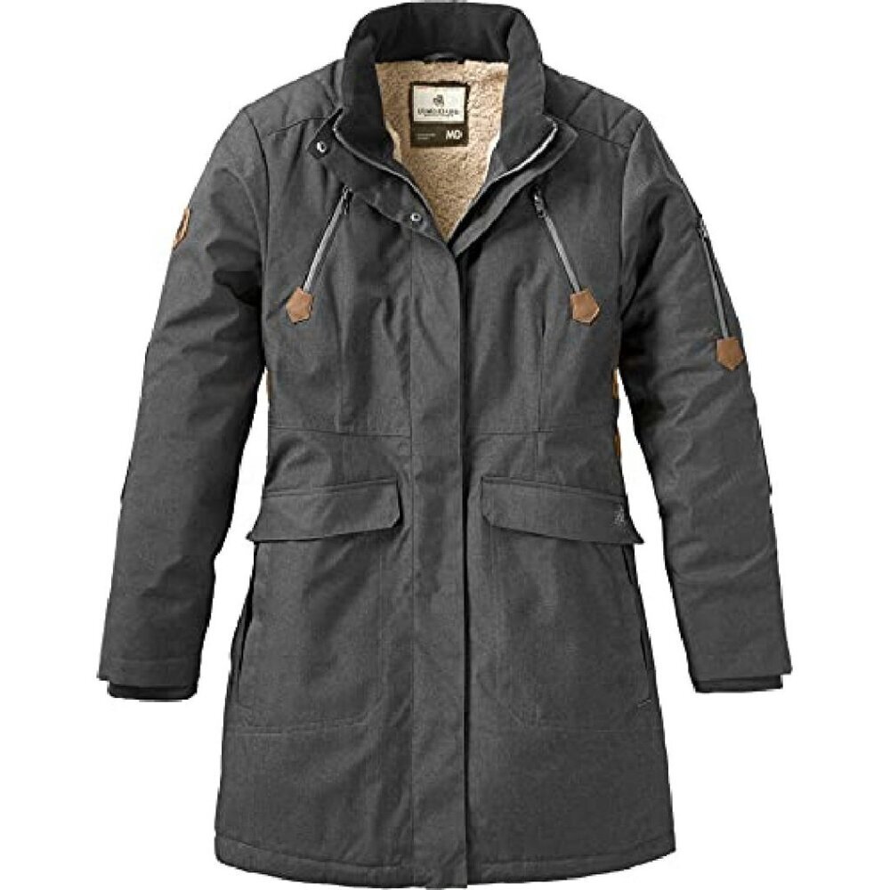 Women's Water Resistant Hooded Anorak Parka with Sherpa Lining - Picture 6 of 8